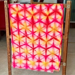 Vibrant Pink and Yellow Dosa Shibori Women's Scarf